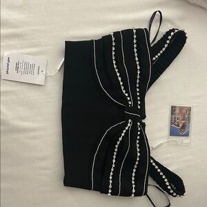 Self-Portrait Black Crystal-Trim Mini Skirt